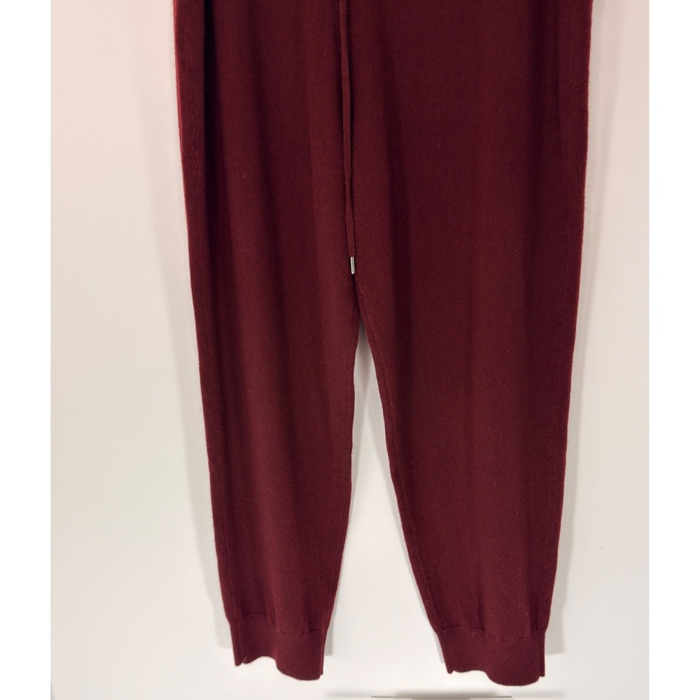 Quince Mongolian Cashmere Sweatpants Burgundy Pull On Stretch Knit Cozy Basic XL - Picture 6 of 12